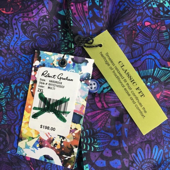 Robert Graham Shirt Mens 2XL Multi Hardrock Classic Fit Button Front Abstract - Picture 3 of 16